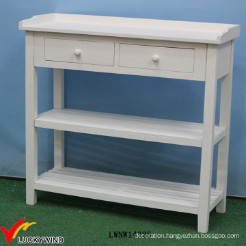 Solid Painted French Wood Console Table White